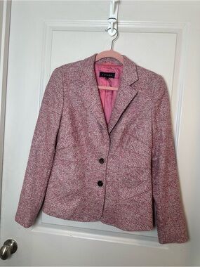 ESCADA Pink Tweed Virgin Wool Structured Luxury Blazer, Size 40